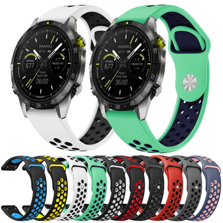 For Garmin Forerunner 935 22mm Sports Breathable Silicone Watch Band(Black+Grey) - Watch Bands by buy2fix | Online Shopping UK | buy2fix