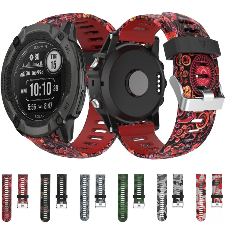 For Garmin Fenix 7X Solar 26mm Camouflage Printed Silicone Watch Band(Red+Jellyfish Camouflage) - Watch Bands by buy2fix | Online Shopping UK | buy2fix