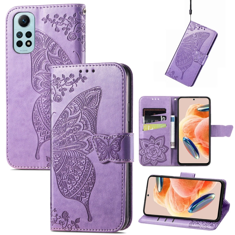 For Redmi Note 12 Pro 4G Butterfly Love Flower Embossed Leather Phone Case(Light Purple) by buy2fix