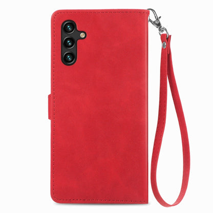 For Samsung Galaxy A24 4G Embossed Flower Zipper Leather Phone Case(Red) by buy2fix