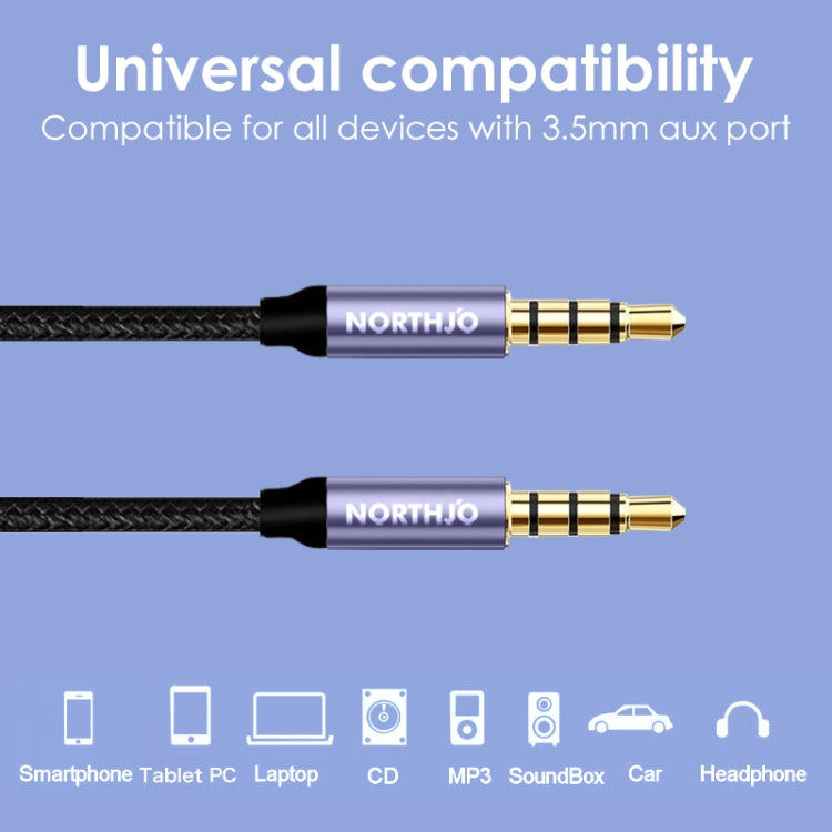 NORTHJO MTM04 4 Pole 3.5mm Male to Male Stereo Audio Aux Cable, Length:2m - Video & Audio Cable by NORTHJO | Online Shopping UK | buy2fix