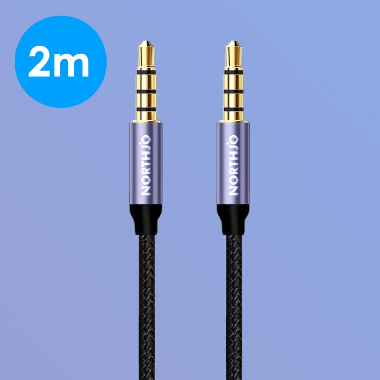 NORTHJO MTM04 4 Pole 3.5mm Male to Male Stereo Audio Aux Cable, Length:2m - Video & Audio Cable by NORTHJO | Online Shopping UK | buy2fix