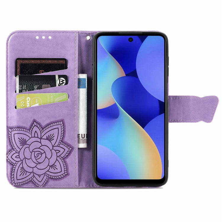 For Tecno Spark 10 Pro Butterfly Love Flower Embossed Leather Phone Case(Light Purple) by buy2fix