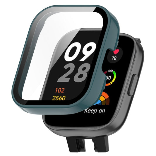 For Redmi Watch 3 ENKAY Hat-Prince Full Coverage PC Frame + Tempered Glass Film Watch Case(Green) - Watch Cases by ENKAY | Online Shopping UK | buy2fix