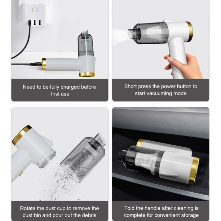 Q8 LED Light Wireless Portable Handheld Car Foldable 9000Pa Suction Vacuum Cleaner(Black) by buy2fix