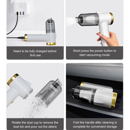 Q8 LED Light Wireless Portable Handheld Car Foldable 9000Pa Suction Vacuum Cleaner(Black) by buy2fix