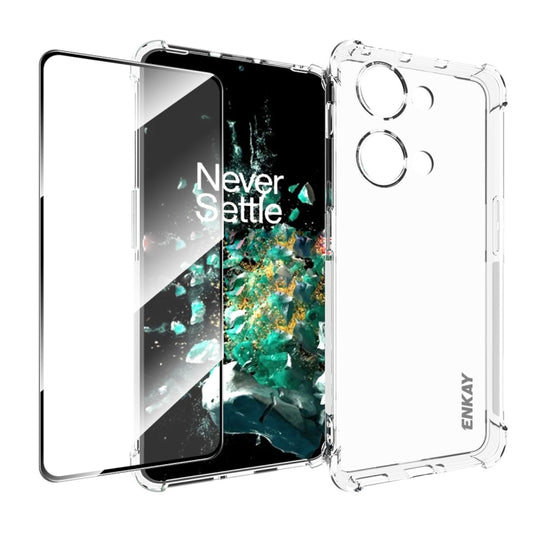 For OnePlus Ace 2V 5G ENKAY Hat-Prince Transparent TPU Shockproof Phone Case with Glass Film - OnePlus Cases by ENKAY | Online Shopping UK | buy2fix