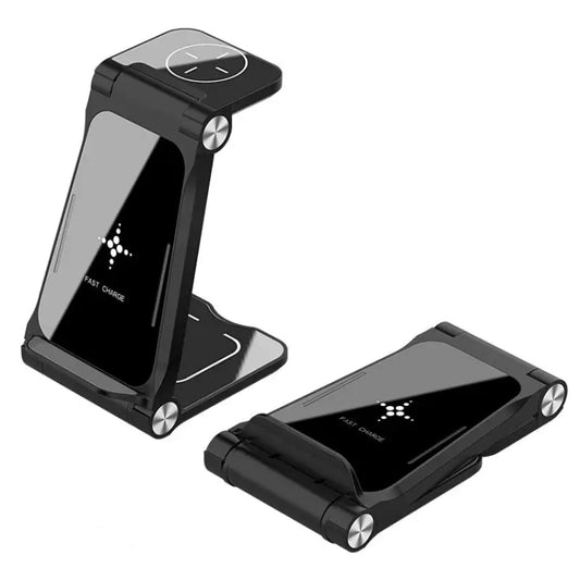 T8  QI Certified Fast Charging Station 3 in 1 Foldable Design Charging Dock - Wireless Charger by buy2fix | Online Shopping UK | buy2fix