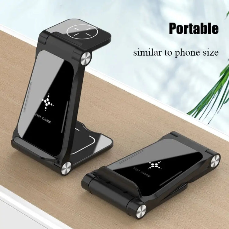 T8  QI Certified Fast Charging Station 3 in 1 Foldable Design Charging Dock - Wireless Charger by buy2fix | Online Shopping UK | buy2fix