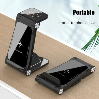 T8  QI Certified Fast Charging Station 3 in 1 Foldable Design Charging Dock - Wireless Charger by buy2fix | Online Shopping UK | buy2fix