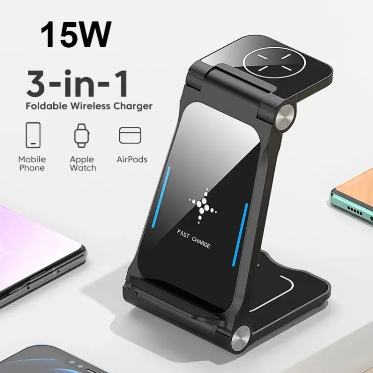 T8  QI Certified Fast Charging Station 3 in 1 Foldable Design Charging Dock - Wireless Charger by buy2fix | Online Shopping UK | buy2fix