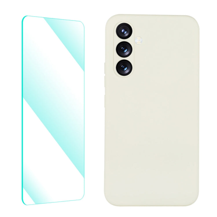 For Samsung Galaxy A54 5G ENKAY Liquid Silicone Phone Case with Tempered Film(Beige) by ENKAY