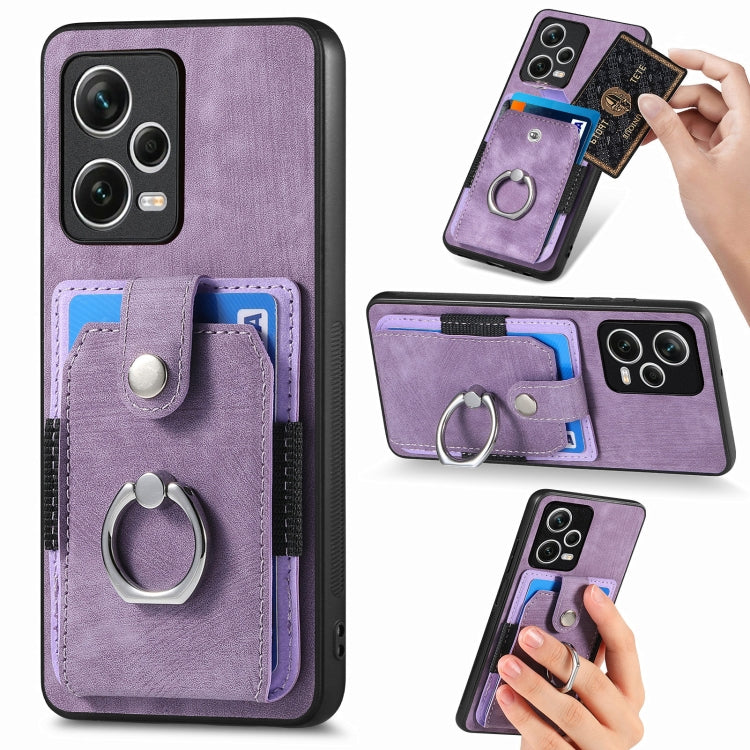 For Redmi Note 12 Pro+ Retro Skin-feel Ring Card Wallet Phone Case(Purple) by buy2fix
