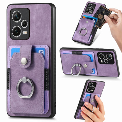 For Redmi Note 12 Pro+ Retro Skin-feel Ring Card Wallet Phone Case(Purple) by buy2fix