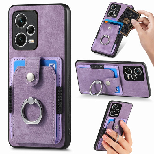 For Redmi Note 12 Pro+ Retro Skin-feel Ring Card Wallet Phone Case(Purple) by buy2fix