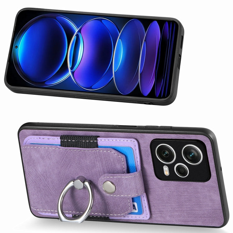 For Redmi Note 12 Pro+ Retro Skin-feel Ring Card Wallet Phone Case(Purple) by buy2fix
