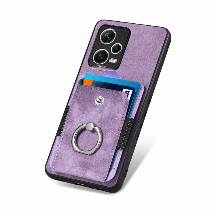 For Redmi Note 12 Pro+ Retro Skin-feel Ring Card Wallet Phone Case(Purple) by buy2fix