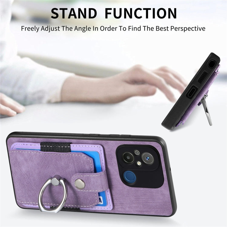 For Redmi Note 12 Pro+ Retro Skin-feel Ring Card Wallet Phone Case(Purple) by buy2fix