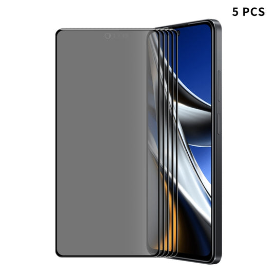 For Xiaomi Poco F5 Pro 5pcs ENKAY 28 Dedgree Anti-peeping Tempered Glass Full Screen Film