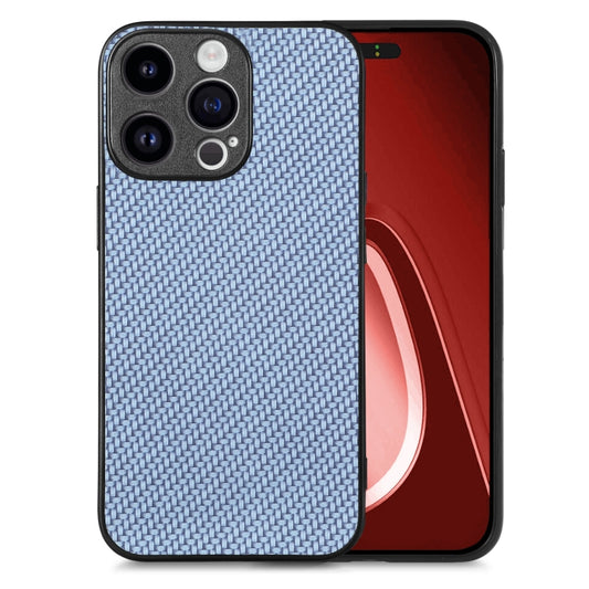 For iPhone 15 Pro Carbon Fiber Texture Leather Back Phone Case(Blue) - iPhone 15 Pro Cases by buy2fix | Online Shopping UK | buy2fix