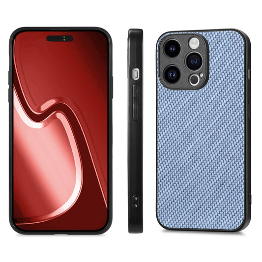 For iPhone 15 Pro Carbon Fiber Texture Leather Back Phone Case(Blue) - iPhone 15 Pro Cases by buy2fix | Online Shopping UK | buy2fix