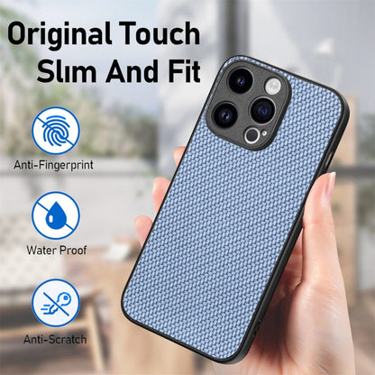 For iPhone 15 Pro Carbon Fiber Texture Leather Back Phone Case(Blue) - iPhone 15 Pro Cases by buy2fix | Online Shopping UK | buy2fix