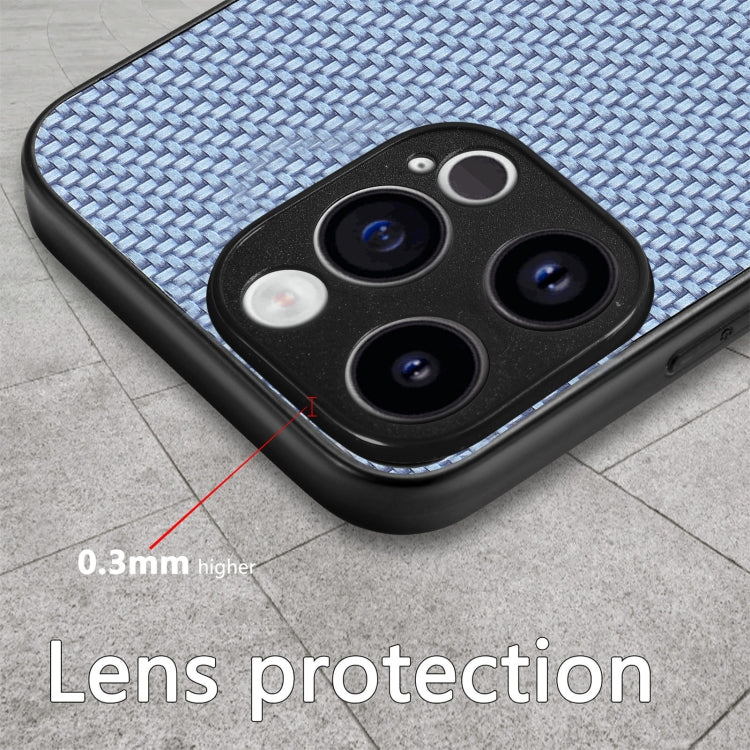For iPhone 15 Pro Carbon Fiber Texture Leather Back Phone Case(Blue) - iPhone 15 Pro Cases by buy2fix | Online Shopping UK | buy2fix