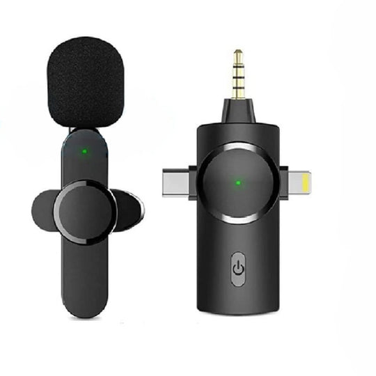 Microphone sans fil à réduction de bruit Lavalier 3 en 1 One by One pour iPhone / iPad / Android / appareil photo