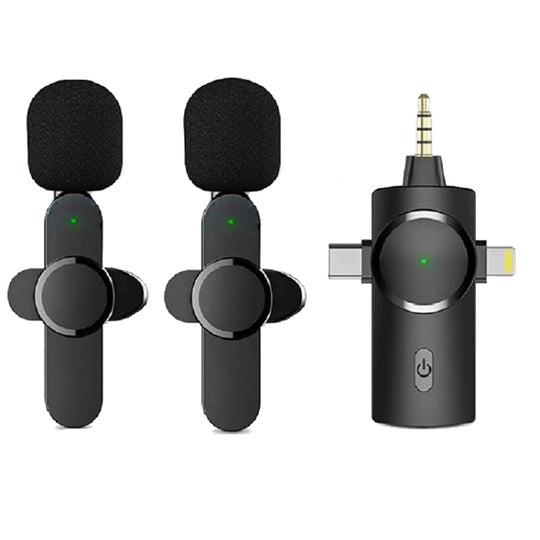 Microphone sans fil à réduction de bruit Lavalier 3 en 1 One by Two pour iPhone / iPad / Android / appareil photo