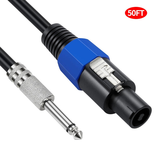 JUNSUNMAY Câble adaptateur haut-parleur Speakon mâle vers 6,35 mm mâle avec verrouillage à pression, longueur : 15,2 m