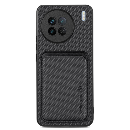 For vivo X90 Carbon Fiber Leather Card Magsafe Phone Case(Black) by buy2fix