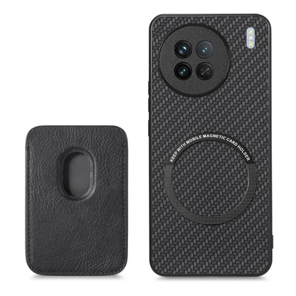 For vivo X90 Carbon Fiber Leather Card Magsafe Phone Case(Black) by buy2fix