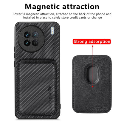 For vivo X90 Carbon Fiber Leather Card Magsafe Phone Case(Black) by buy2fix