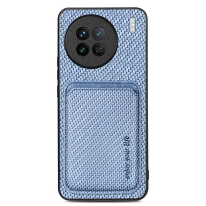 For vivo X90 Carbon Fiber Leather Card Magsafe Phone Case(Blue) by buy2fix