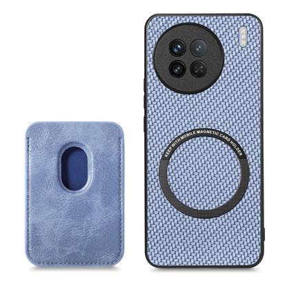 For vivo X90 Carbon Fiber Leather Card Magsafe Phone Case(Blue) by buy2fix