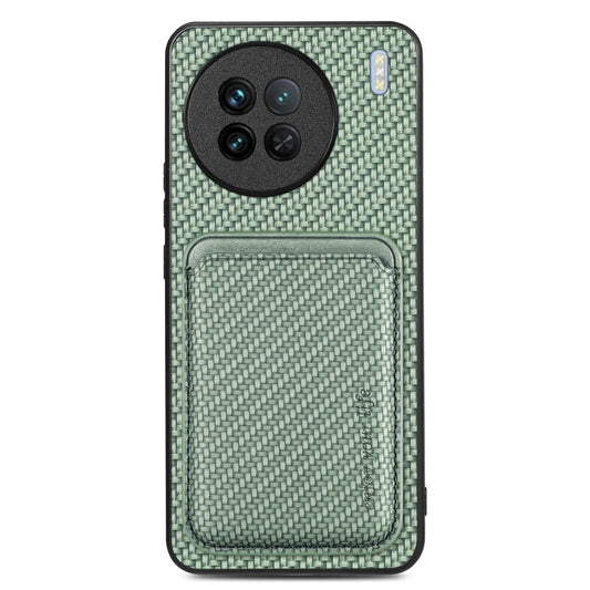 For vivo X90 Carbon Fiber Leather Card Magsafe Phone Case(Green) by buy2fix