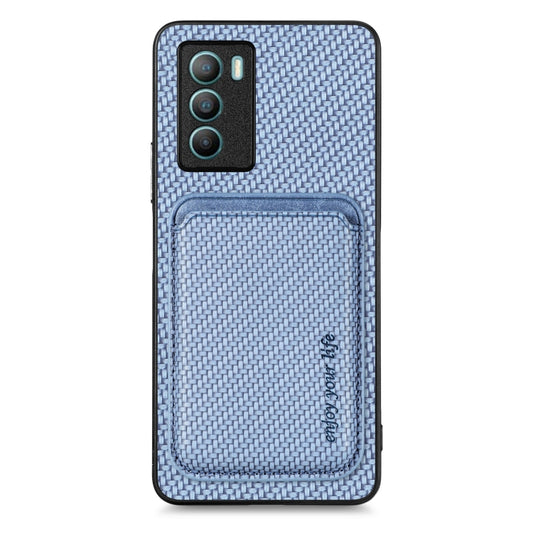 For vivo T1 Carbon Fiber Leather Card Magsafe Phone Case(Blue) - vivo Cases by buy2fix | Online Shopping UK | buy2fix