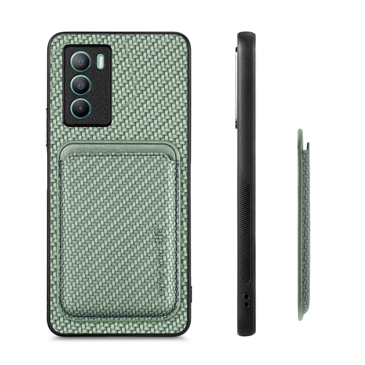 For vivo T1 Carbon Fiber Leather Card Magsafe Phone Case(Green) - vivo Cases by buy2fix | Online Shopping UK | buy2fix