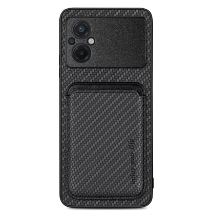 For Xiaomi Poco M5 4G Carbon Fiber Leather Card Magnetic Phone Case(Black) - Xiaomi Cases by buy2fix | Online Shopping UK | buy2fix