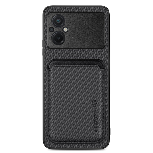 For Xiaomi Poco M5 4G Carbon Fiber Leather Card Magnetic Phone Case(Black) - Xiaomi Cases by buy2fix | Online Shopping UK | buy2fix