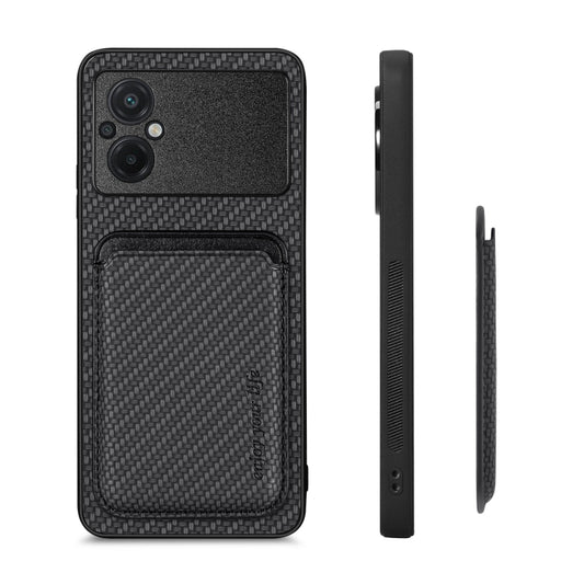For Xiaomi Poco M5 4G Carbon Fiber Leather Card Magnetic Phone Case(Black) - Xiaomi Cases by buy2fix | Online Shopping UK | buy2fix