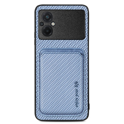 For Xiaomi Poco M5 4G Carbon Fiber Leather Card Magnetic Phone Case(Blue) - Xiaomi Cases by buy2fix | Online Shopping UK | buy2fix
