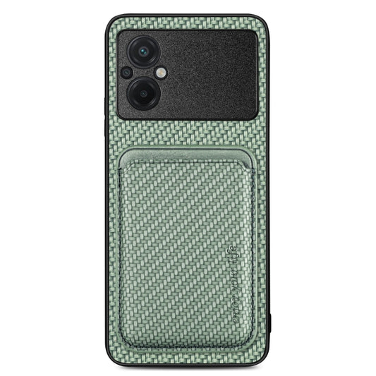 For Xiaomi Poco M5 4G Carbon Fiber Leather Card Magnetic Phone Case(Green) - Xiaomi Cases by buy2fix | Online Shopping UK | buy2fix