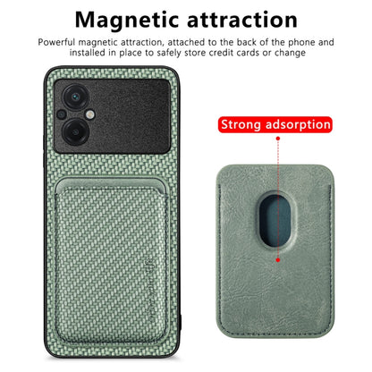 For Xiaomi Poco M5 4G Carbon Fiber Leather Card Magnetic Phone Case(Green) - Xiaomi Cases by buy2fix | Online Shopping UK | buy2fix