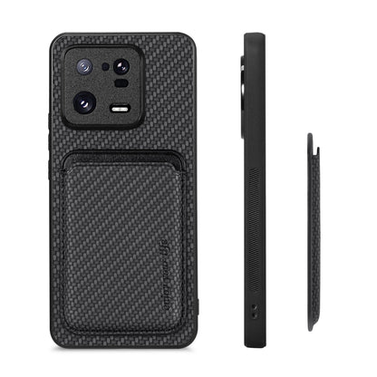 For Xiaomi 13 Pro Carbon Fiber Leather Card Magnetic Phone Case(Black) - Xiaomi Cases by buy2fix | Online Shopping UK | buy2fix