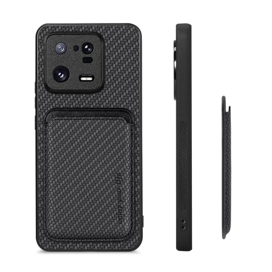 For Xiaomi 13 Pro Carbon Fiber Leather Card Magnetic Phone Case(Black) - Xiaomi Cases by buy2fix | Online Shopping UK | buy2fix