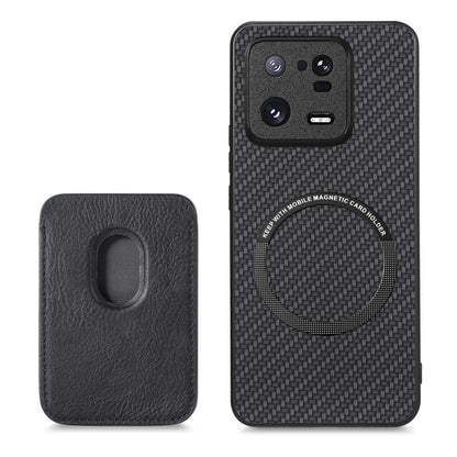 For Xiaomi 13 Pro Carbon Fiber Leather Card Magnetic Phone Case(Black) - Xiaomi Cases by buy2fix | Online Shopping UK | buy2fix