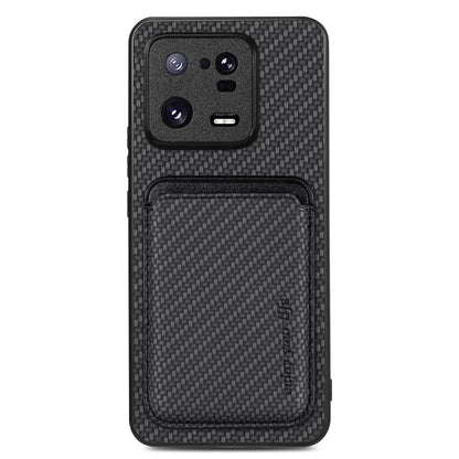 For Xiaomi 13 Pro Carbon Fiber Leather Card Magnetic Phone Case(Black) - Xiaomi Cases by buy2fix | Online Shopping UK | buy2fix