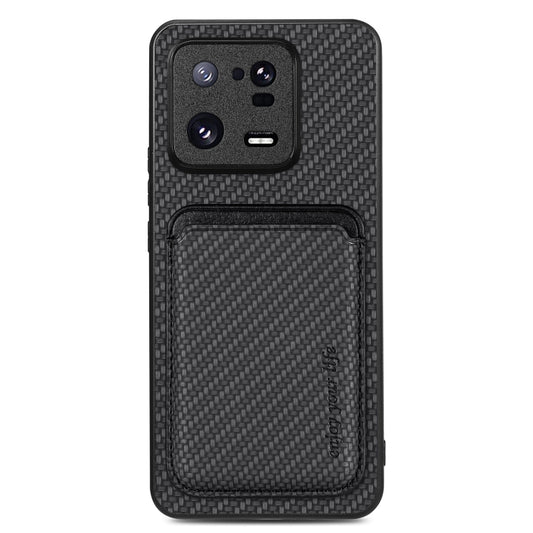 For Xiaomi 13 Pro Carbon Fiber Leather Card Magnetic Phone Case(Black) - Xiaomi Cases by buy2fix | Online Shopping UK | buy2fix