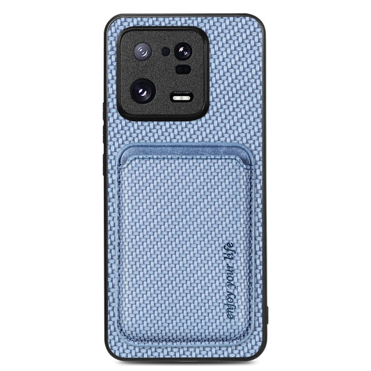 For Xiaomi 13 Pro Carbon Fiber Leather Card Magnetic Phone Case(Blue) - Xiaomi Cases by buy2fix | Online Shopping UK | buy2fix